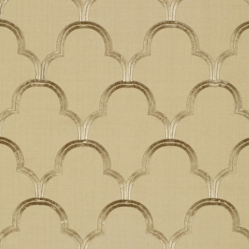 Purchase sample of 64321 Scallop Embroidery, Sesame by Schumacher Fabric