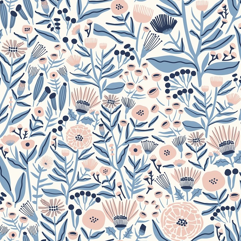 Select LDS4586 Leah Duncan Blue Marigold Forest Peel & Stick Wallpaper Blue by NuWallpaper