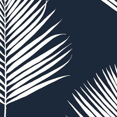 Order LN20032 Luxe Haven Maui Palm Midnight Blue & White by Lillian August Wallpaper