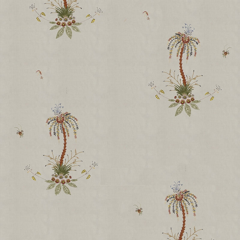 Purchase sample of 22140 Royal Poncianna Embroidery, Multi On Creme by Schumacher Fabric