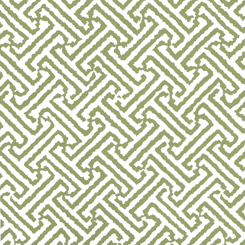 Sample 6890WP-12 Java Java, Bali Green on White by Quadrille Wallpaper