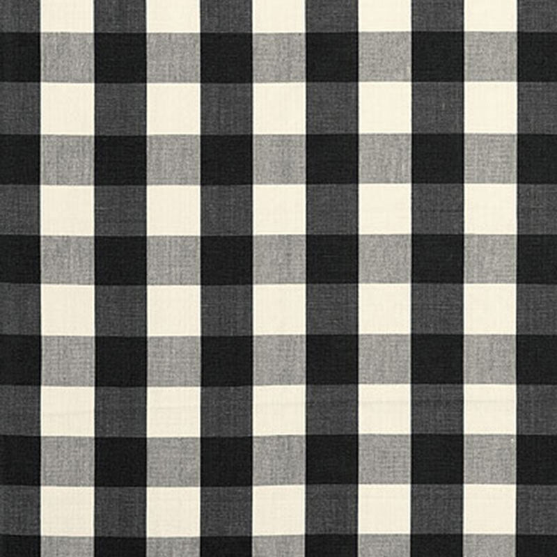 Purchase sample of 63042 Camden Cotton Check, Ebony by Schumacher Fabric