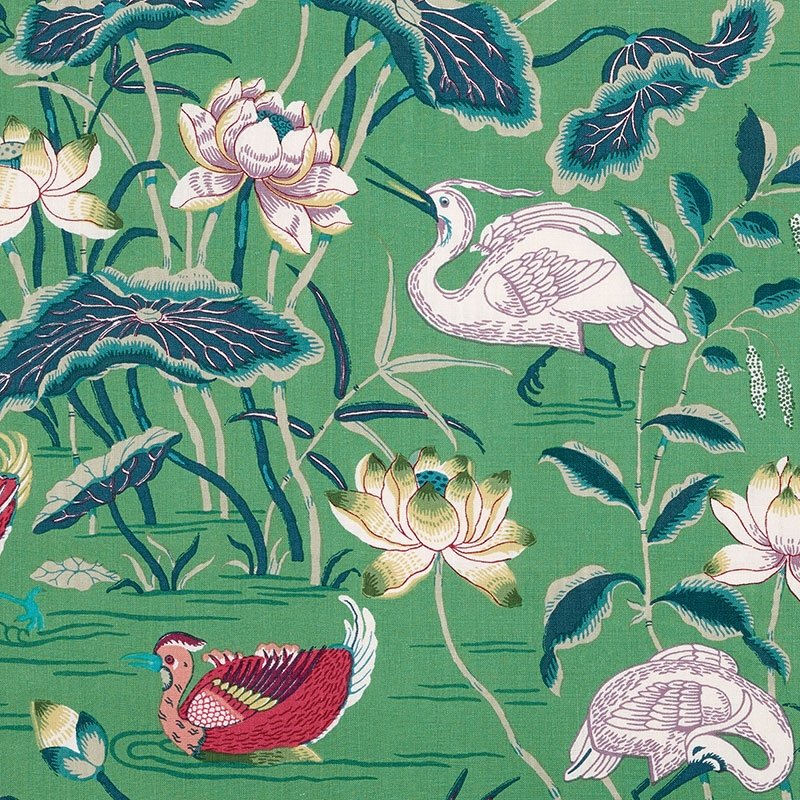 Purchase sample of 172935 Lotus Garden, Jade by Schumacher Fabric
