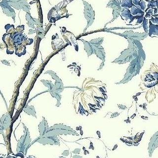 Shop EB2076 VIBE Teahouse Floral color white Asian by Carey Lind Wallpaper