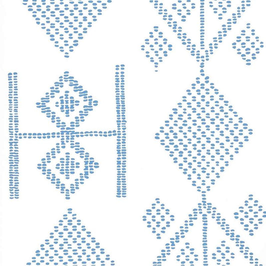 Acquire AP890-05AWP Vacances French Blue on Almost White by Quadrille Wallpaper
