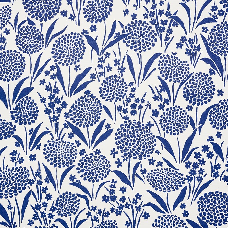 Find 5009552 Chrysanthemum Blue Schumacher Wallpaper