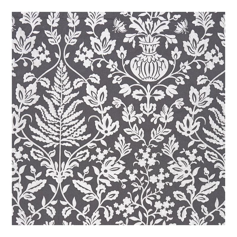 Sample 27032-003 Shalimar Embroidery, Charcoal by Scalamandre Fabric (SC 000327032)