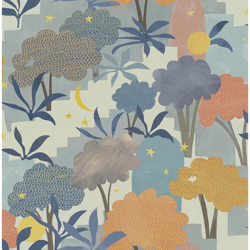 Sample AHS4712 Alja Horvat, Blue Bohemian Walk Peel and Stick Wallpaper by NuWallpaper
