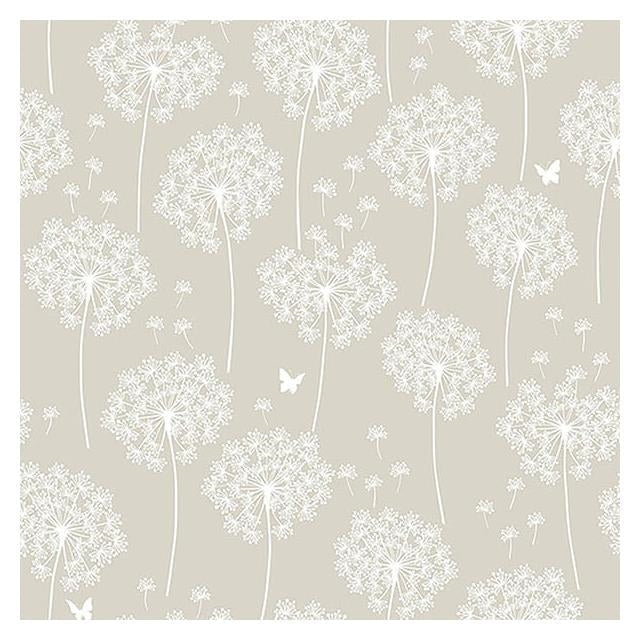 View NU1651 Dandelion Taupe Peel And Stick Wallpaper by NuWallpaper