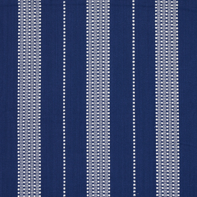 Purchase sample of 79097 Lubeck Stripe, Ivory On Blue by Schumacher Fabric