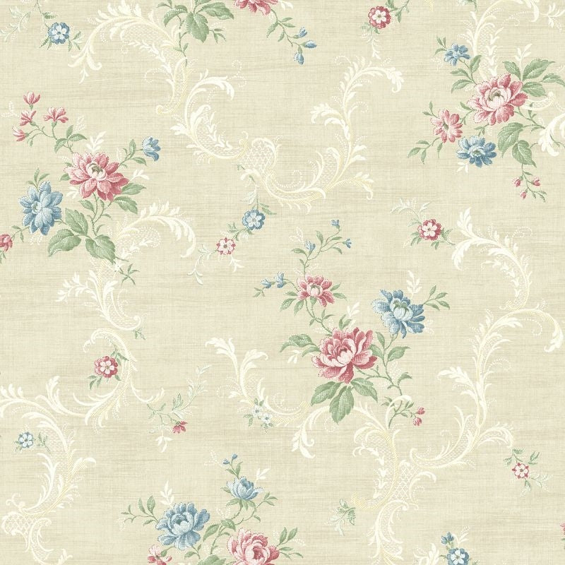 Sample MV80107 Vintage Home 2 Tossed Floral Scroll Wallquest