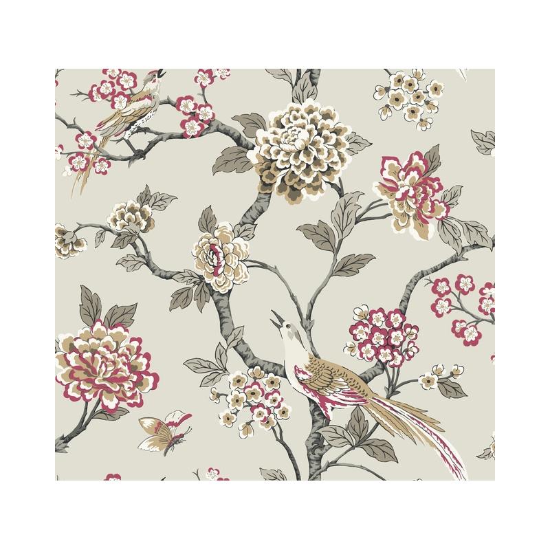 Sample GR5932 Grandmillennial, Fanciful Beige York Wallpaper