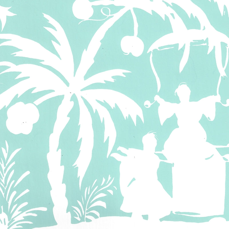 Sample 6015-02WP Lyford Background, Light Turquoise on Almost White by Quadrille Wallpaper