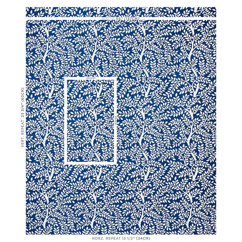 Looking 179500 Temple Garden Ii Blue By Schumacher Fabric
