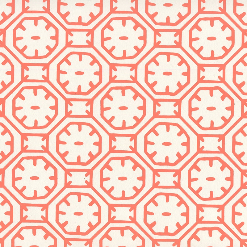 Sample 8150WP-07 Ceylon Batik, Orange on Almost White by Quadrille Wallpaper
