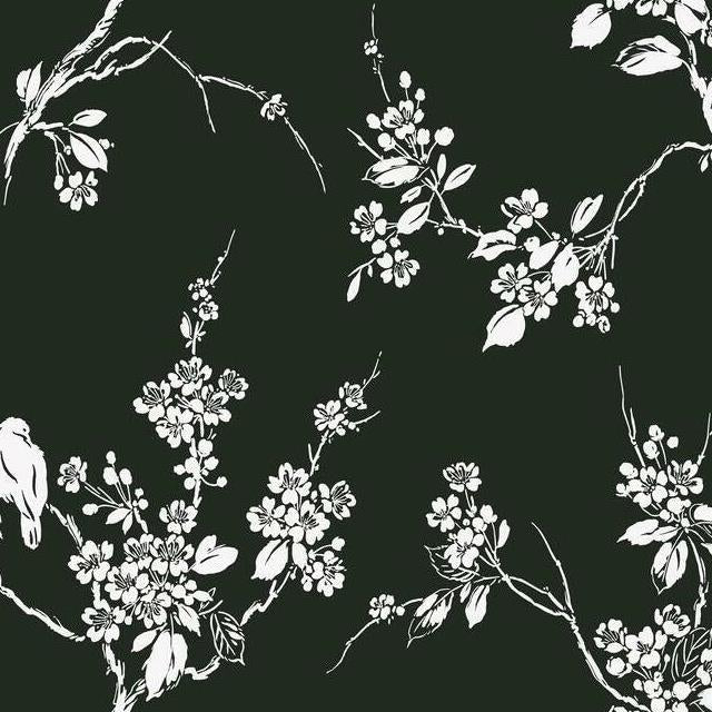 Looking SS2589 Silhouettes Imperial Blossoms Branch Black York Wallpaper