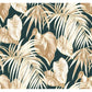 Sample TA21600 Tortuga, Black, Leaves by Seabrook Wallpaper