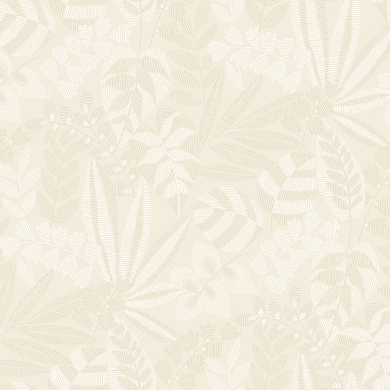 Sample RY30603 Boho Rhapsody, Botanica Striped Leaves Sand Dune and Ivory Seabrook Wallpaper