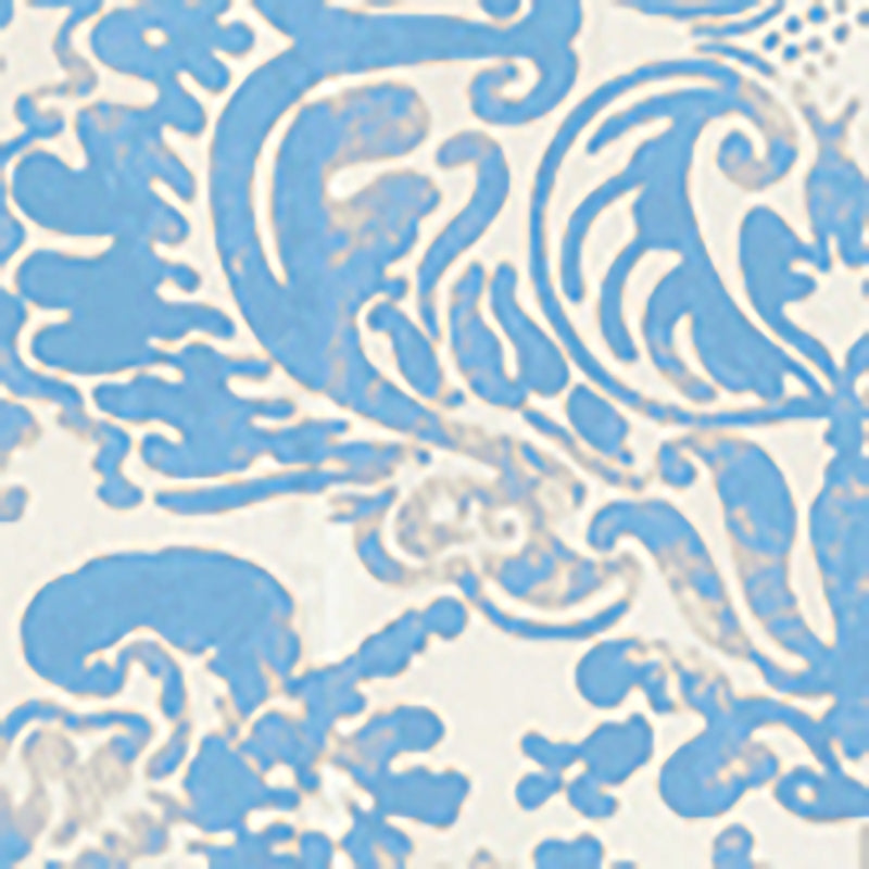 Sample 2330-26WP San Marco, New Blue on Off White by Quadrille Wallpaper