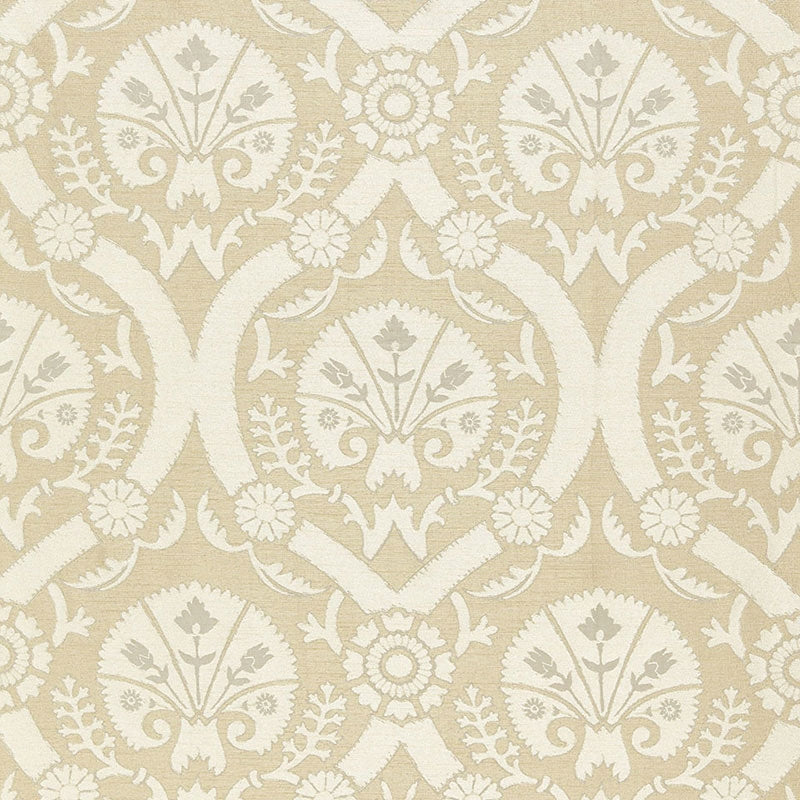 Purchase sample of 65773 Taza Damask, Champagne by Schumacher Fabric