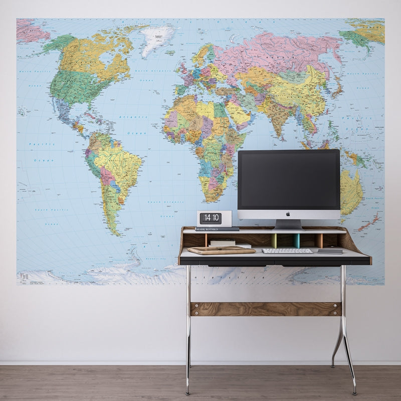 4-050 Colours  World Map Wall Mural by Brewster,4-050 Colours  World Map Wall Mural by Brewster2