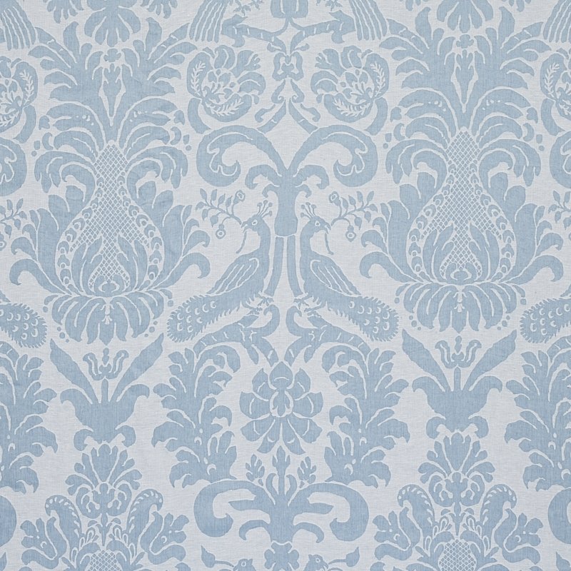 Purchase sample of 68437 Anna Damask, Soft Blue by Schumacher Fabric