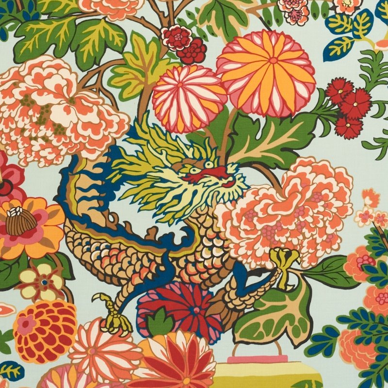 Purchase sample of 177310 Chiang Mai Indoor/Outdoor, Aquamarine by Schumacher Fabric