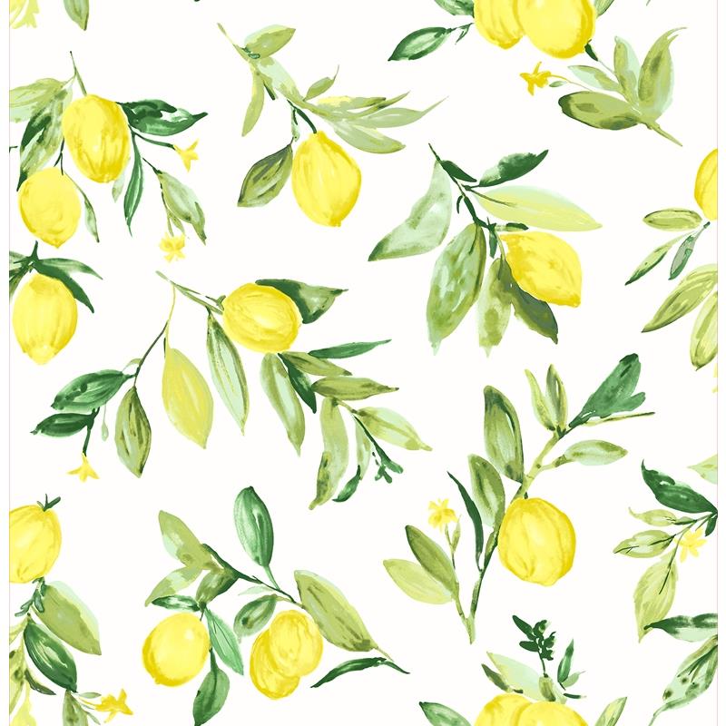 Sample 2904-25686 Fresh Start Kitchen and Bath, Limon Chartreuse Fruit Wallpaper by Brewster