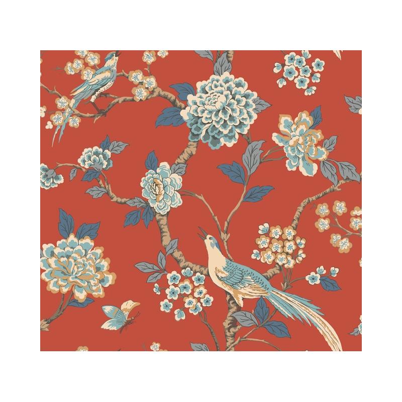 Sample AF1902 Grandmillennial, Fanciful Orange York Wallpaper