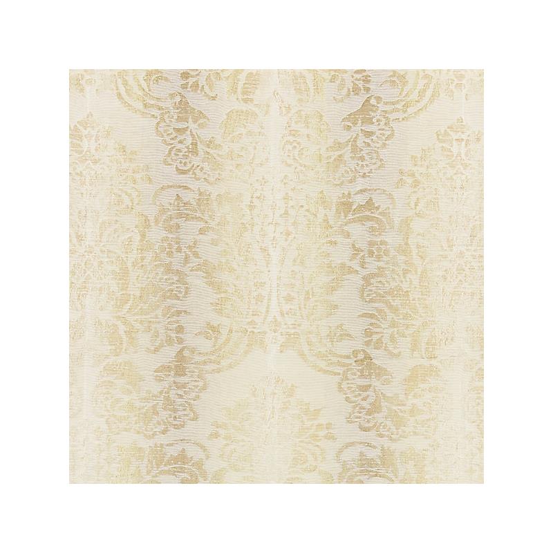 Sample 27093-001 Sorrento Linen Damask, Parchment - Scalamandre Fabric (SC 000127093)