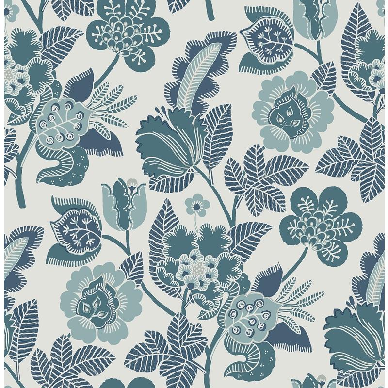 Sample 4081-26340 Happy, Jana Teal Jacobean by A-Street Prints Wallpaper