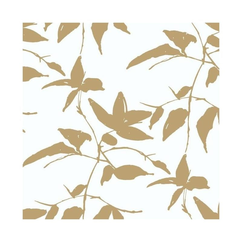 Sample - AF6511 Tea Garden, Persimmon Leaf Gold, White by Ronald Redding