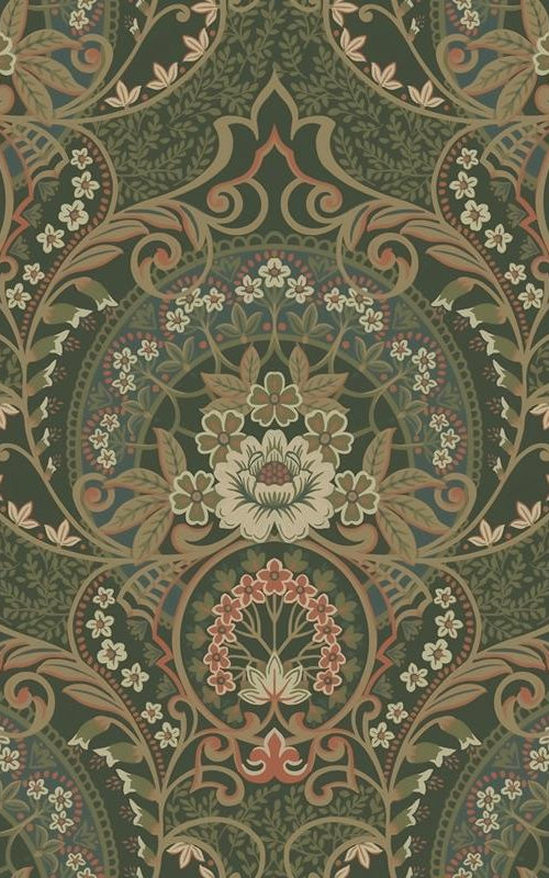 316014 Posy Nasrin Dark Green Damask Wallpaper by Eijffinger,316014 Posy Nasrin Dark Green Damask Wallpaper by Eijffinger2