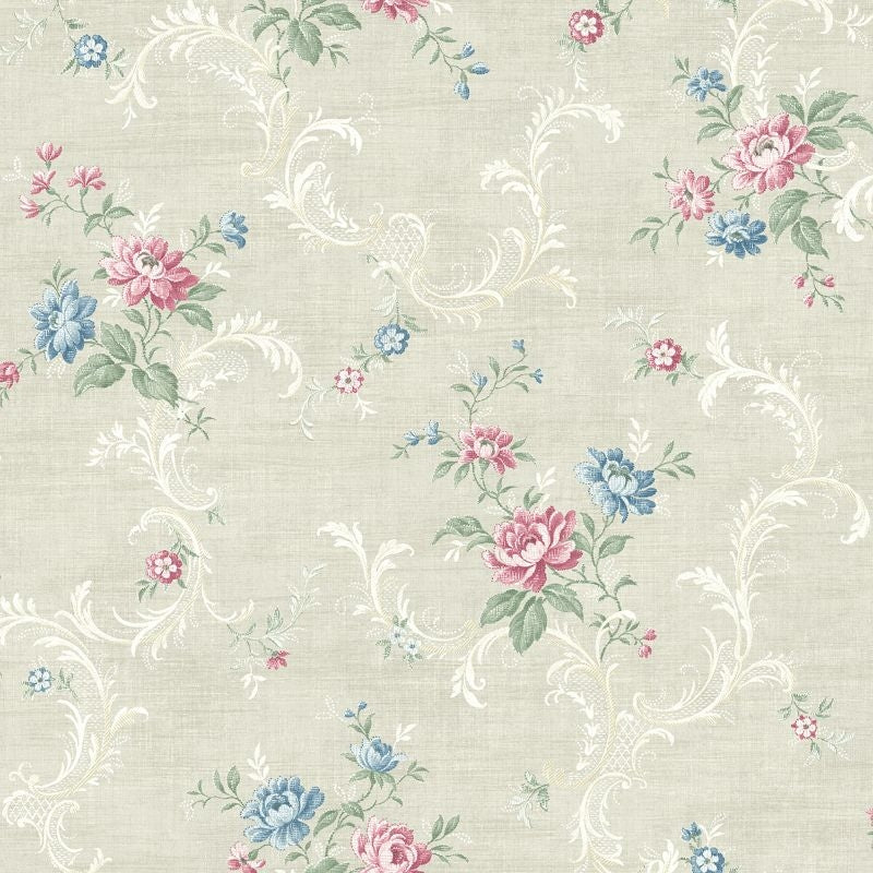 Sample MV80101 Vintage Home 2 Tossed Floral Scroll Wallquest