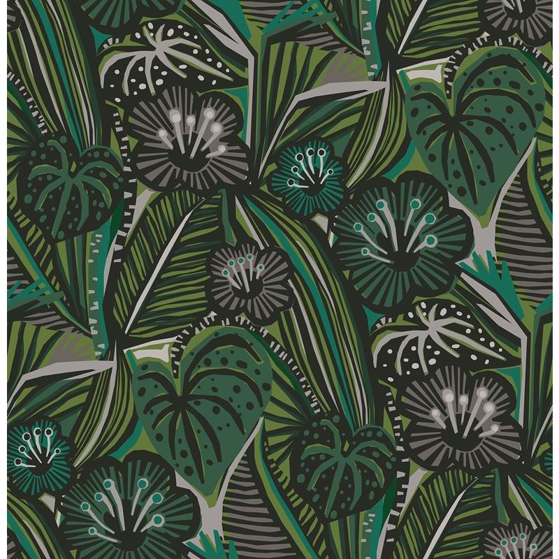 PLS4205 Pip &amp; Lo Greens Lotusland Peel &amp; Stick Wallpaper by NuWallpaper