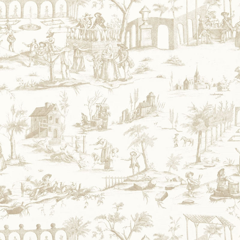 Purchase sample of 175172 Siena Toile, Greige by Schumacher Fabric