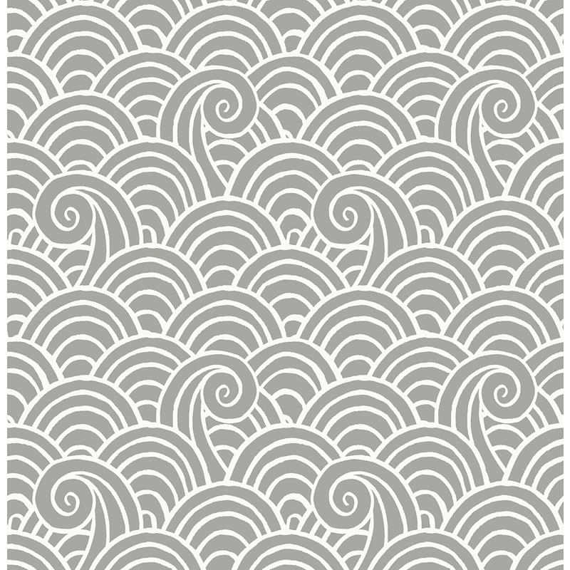Buy 4081-26308 Happy Alorah Grey Wave Grey A-Street Prints Wallpaper
