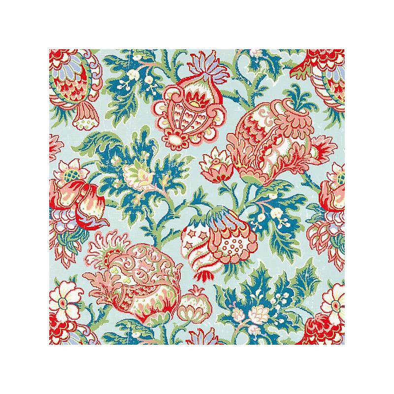 Sample 16593-003 Canterbury Linen Print, Aquamarine - Scalamandre Fabric (SC 000316593)