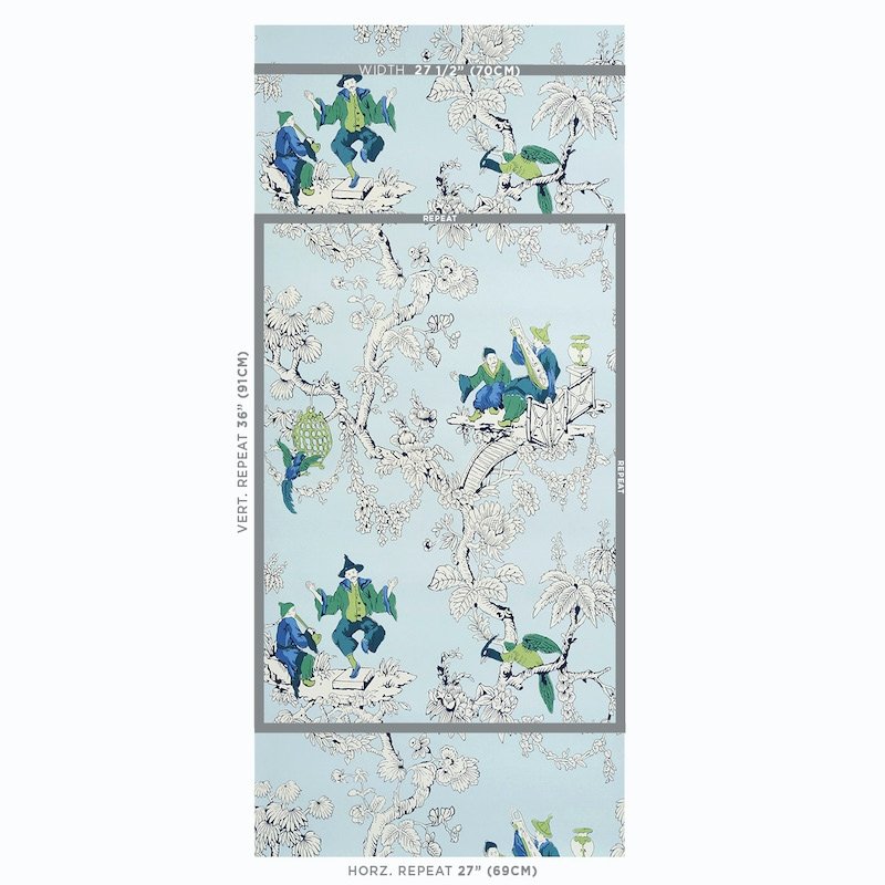 Find 5011650 Chinoiserie Moderne Blue Schumacher Wallcovering Wallpaper