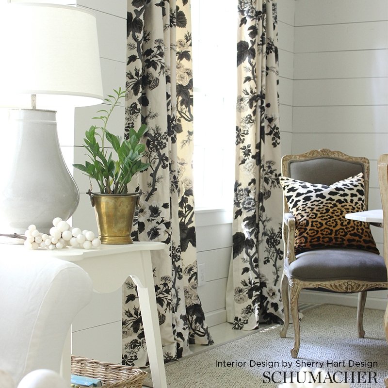 Acquire 174450 Schumacher Pyne Hollyhock Print Charcoal Fabric