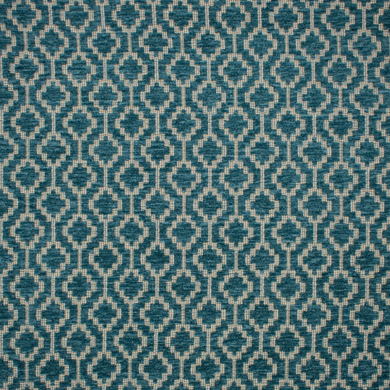 F1694 Teal | Geometric, Chenille Velvet - Greenhouse Fabric