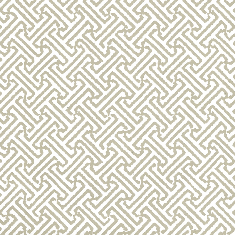Sample 622-14 Java Petite, Greige on White by Quadrille Wallpaper
