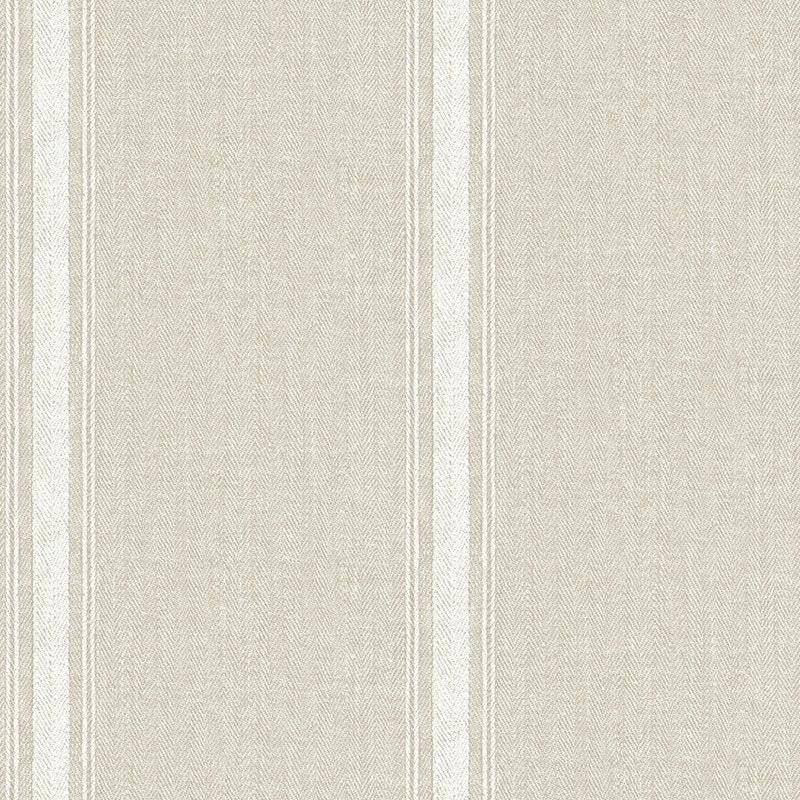 Select 3115-12463 Farmhouse Linette Light Grey Fabric Stripe Grey by Chesapeake Wallpaper