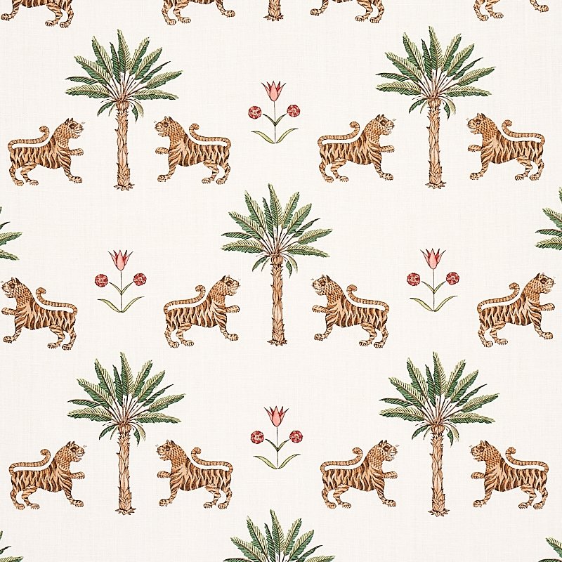 Purchase sample of 179932 Tiger Palm, Crimson by Schumacher Fabric