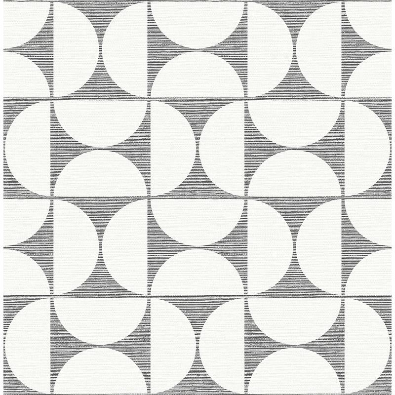 Sample 2904-25672 Fresh Start Kitchen and Bath, Deedee Black Geometric Faux Grasscloth Wallpaper by Brewste