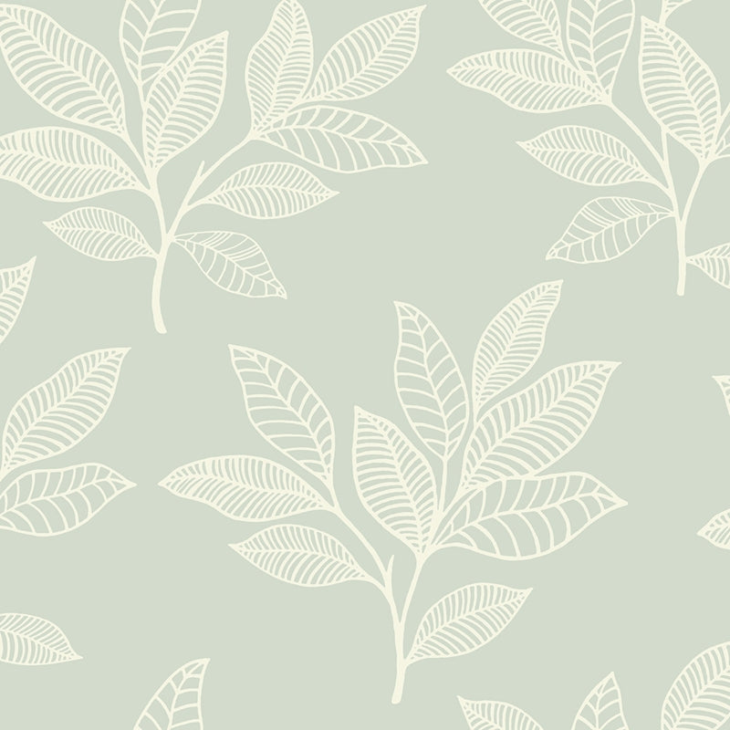 Sample RY30804 Boho Rhapsody, Paradise Leaves Mint Seabrook Wallpaper