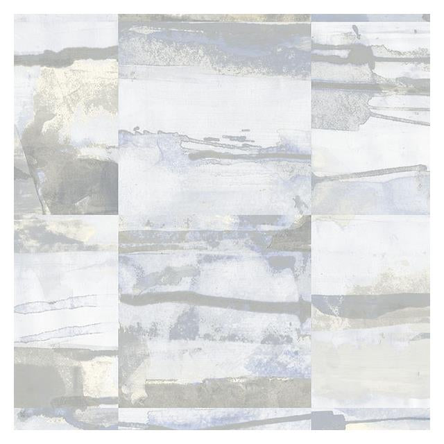 Purchase FW36812 Fresh Watercolors Blue Aquarelle Tile Wallpaper in Blue Cream & Greys by Norwall Wallpaper