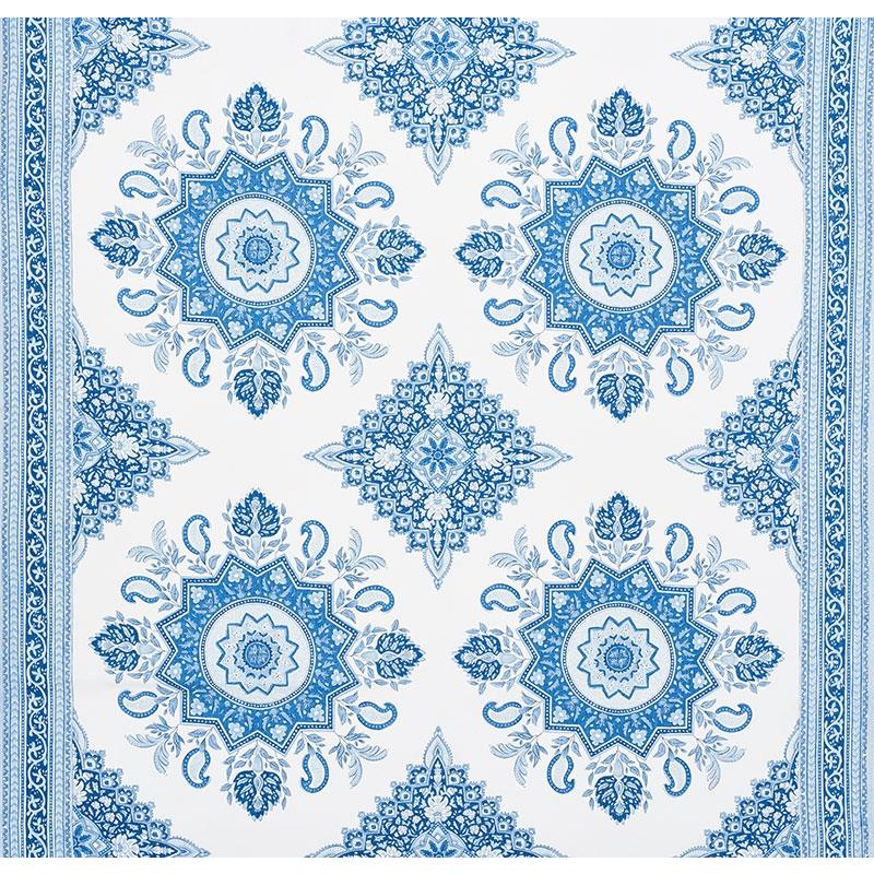 Purchase sample of 176481 Montecito Medallion, Indigo by Schumacher Fabric