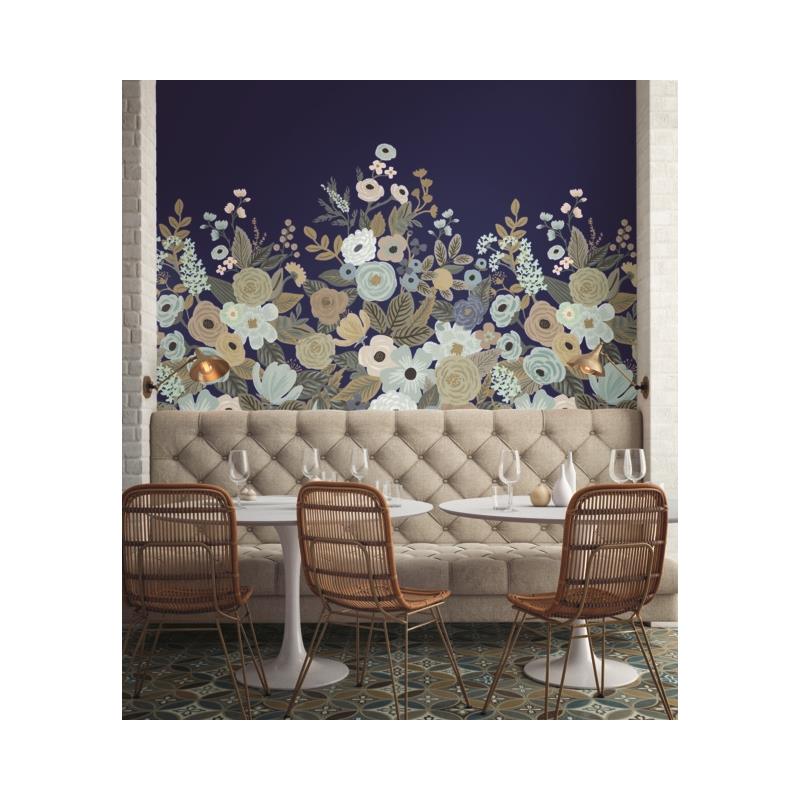 Sample RI5191M Rifle Paper Co. Garden Party Mural Navy York Wallpaper