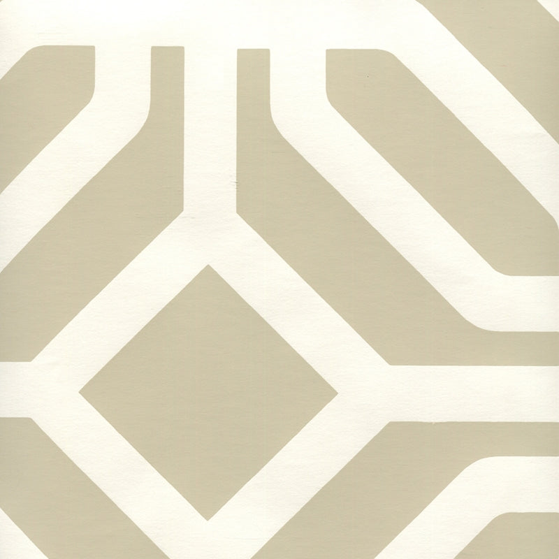Sample HC1520P-02 Labyrinth, Greige On Almost White by Quadrille Wallpaper